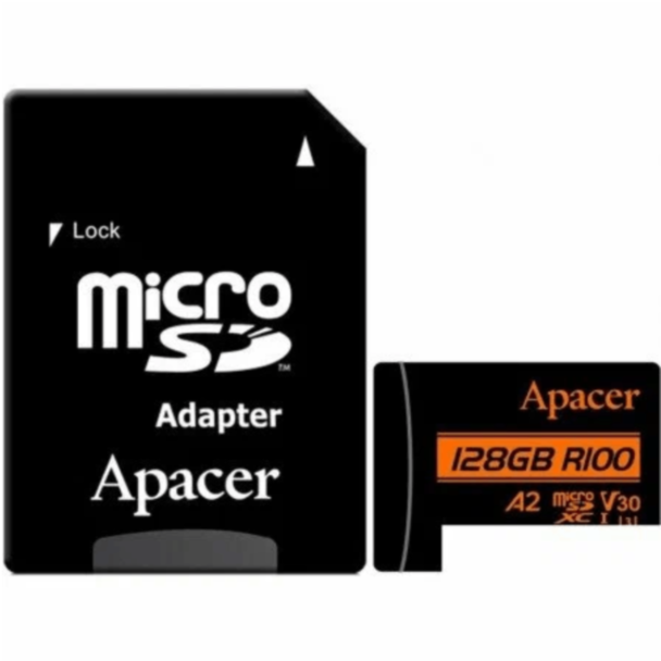 Yaddaş kartı Apacer microSDXC 128 GB UHS-I U3 V30 A2 AP128GMCSX10U8-R