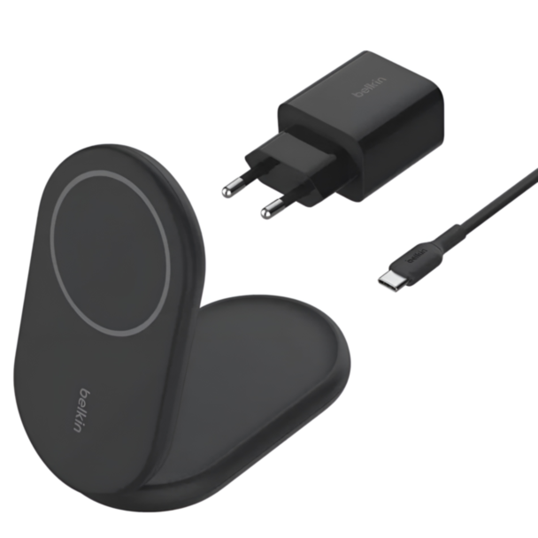 Simsiz enerji toplama cihazı Belkin Magnetic Foldable Wireless Charger Qi2 15W Black WIB007VFBK