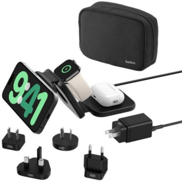 Simsiz enerji toplama cihazı  Belkin Magnetic Wireless Charging Travel Pad  Qi2 15W WIZ024HQBK 