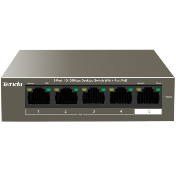 Коммутатор Tenda TEF1105P 4-63W 5 Port 