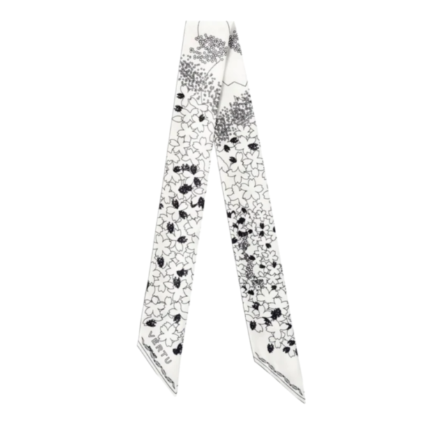 Шарф Vertu Season Daigo Signature Floral Print Silk Skinny White SJ-ZZ-009