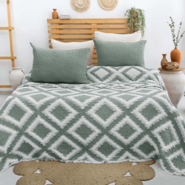 Yataq örtüyü Şahəsər Müslin Sonia CK Yaşıl