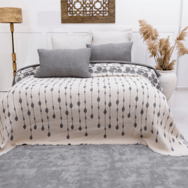 Yataq örtüyü Şahəsər Müslin Sole CK Boz