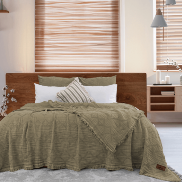 Yataq örtüyü Şahəsər Müslin Sole CK Yaşıl